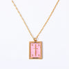 Wholesale Retro Geometric Square Pendant Necklace Copper Titanium Steel Dripping Oil Style For Women