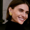 Wholesale Retro Geometric Stainless Steel Conch Earrings 18K Gold Electroplated Nonfading Jewelry