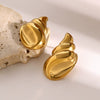 Wholesale Retro Geometric Stainless Steel Conch Earrings 18K Gold Electroplated Nonfading Jewelry