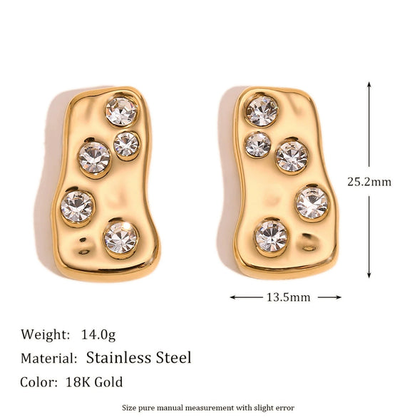 Wholesale Retro Geometric Stainless Steel Earrings And Luxury Pearl Ring For Women 18K Gold Plated