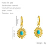 Wholesale Retro Geometric Stainless Steel Earrings For Women With Blue Turquoise And Electroplating