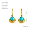 Wholesale Retro Geometric Stainless Steel Earrings For Women With Blue Turquoise And Electroplating