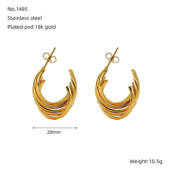 Wholesale Retro Geometric 316L Stainless Steel Earrings 18K Gold Plated