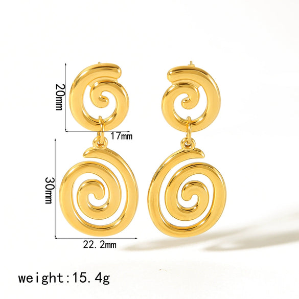 Wholesale Retro Geometric Stainless Steel Electroplated Earrings For Women