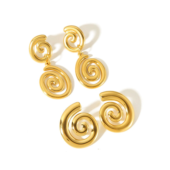 Wholesale Retro Geometric Stainless Steel Electroplated Earrings For Women