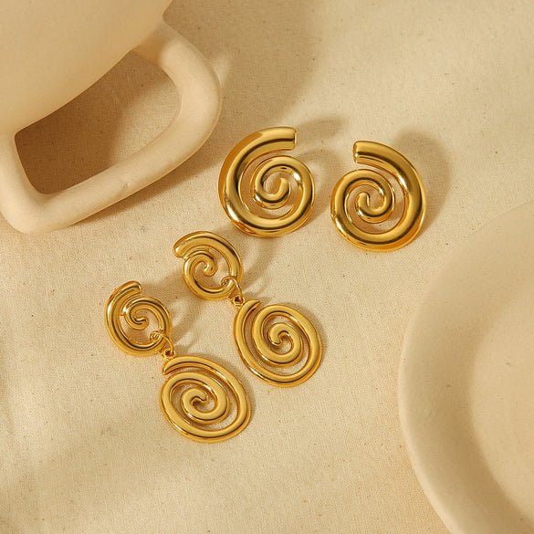 Wholesale Retro Geometric Stainless Steel Electroplated Earrings For Women