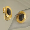 Wholesale Retro Geometric Stainless Steel Electroplated Natural Stone Earrings