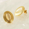 Wholesale Retro Geometric Stainless Steel Electroplated Natural Stone Earrings