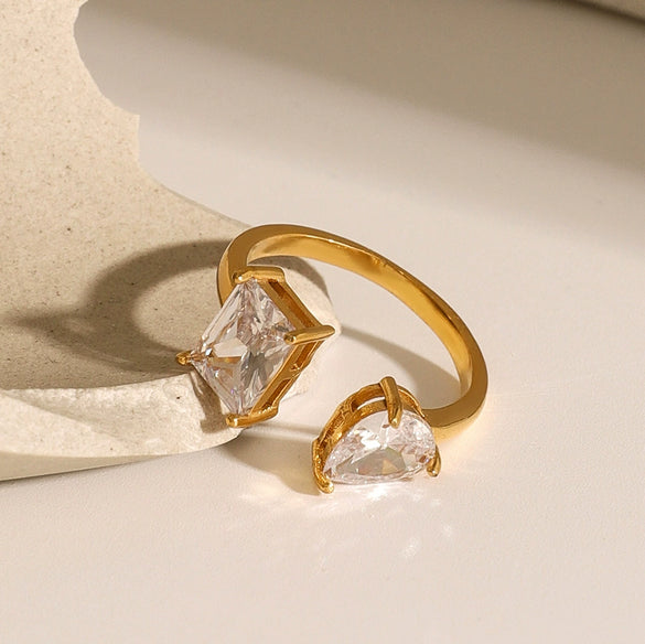 Wholesale Retro Geometric Stainless Steel Electroplated Women's Opening Rings