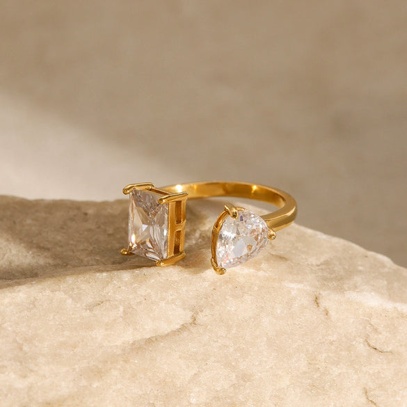 Wholesale Retro Geometric Stainless Steel Electroplated Women's Opening Rings