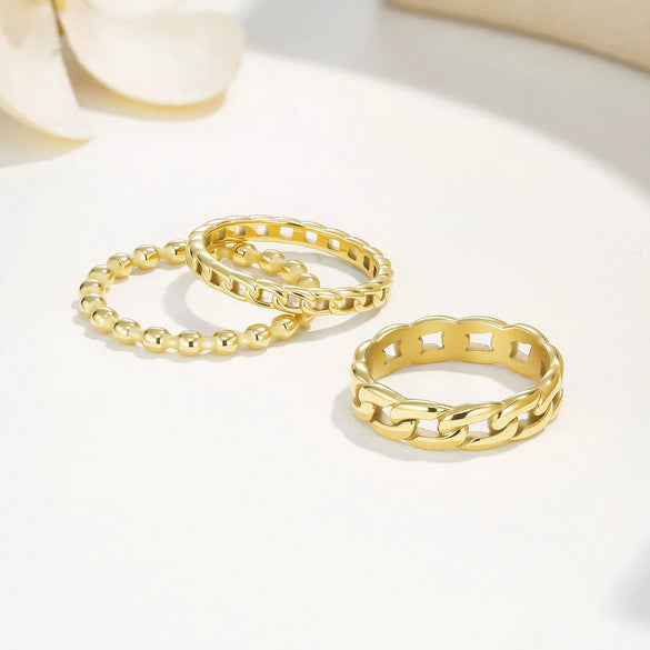Wholesale Retro Geometric Stainless Steel Goldplated Ring For Women And Unisex