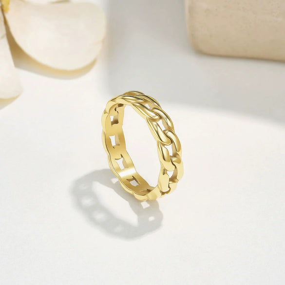 Wholesale Retro Geometric Stainless Steel Goldplated Ring For Women And Unisex