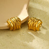 Wholesale Retro Geometric Stainless Steel 18K Gold Electroplated Earrings For Women
