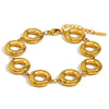 Wholesale Retro Geometric Stainless Steel 18K Gold Plated Women's Bracelet With Solid Ring Electroplated