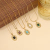 Wholesale Retro Geometric Stainless Steel Natural Stone Pendant Jewelry