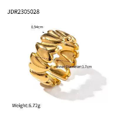 Wholesale Retro Geometric Stainless Steel Ring With Electroplating For Women