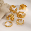 Wholesale Retro Geometric Stainless Steel Ring With Electroplating For Women