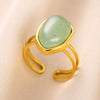 Wholesale Retro Geometric Stainless Steel Ring With Natural Stone And Electroplating