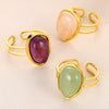 Wholesale Retro Geometric Stainless Steel Ring With Natural Stone And Electroplating