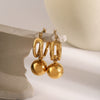 Wholesale Retro Geometric Stainless Steel Sliding Steel Ball Pendant Earrings Nonfading Jewelry For Women