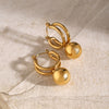 Wholesale Retro Geometric Stainless Steel Sliding Steel Ball Pendant Earrings Nonfading Jewelry For Women