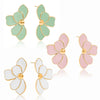 Wholesale Retro Geometric Stainless Steel White Oil Drop Flower Earrings With Electroplating For Women