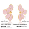 Wholesale Retro Geometric Stainless Steel White Oil Drop Flower Earrings With Electroplating For Women