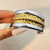Wholesale Retro Geometric Stainless Steel Wide Bracelet Electroplated Gold And Silver Color Matching Nonfading Jewelry