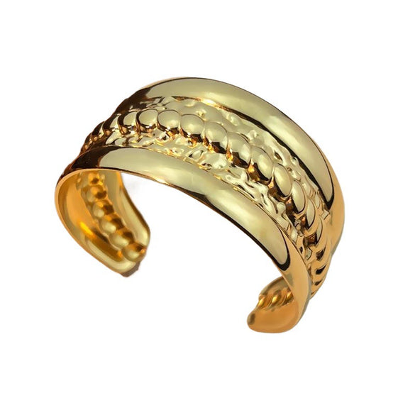 Wholesale Retro Geometric Stainless Steel Wide Bracelet Electroplated Gold And Silver Color Matching Nonfading Jewelry