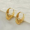 Wholesale Retro Geometric 316L Stainless Steel Women's Multi Layer Irregular Electroplated Earrings