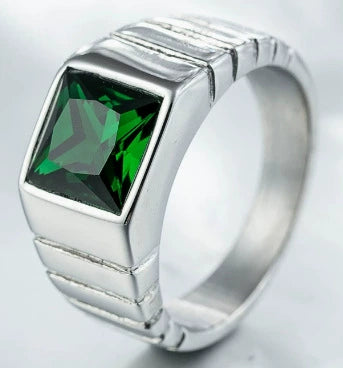 Wholesale Retro Geometric Style Sapphire Ring Titanium Steel Jewelry Electroplated Unisex