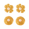 Wholesale Retro Geometric 316L Stainless Steel Gold Plated Bead Inlaid Round Flower Shape Earrings For Women