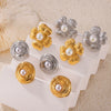 Wholesale Retro Geometric 316L Stainless Steel Gold Plated Bead Inlaid Round Flower Shape Earrings For Women