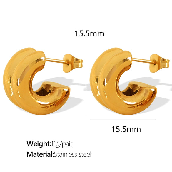Wholesale Retro Geometric Ushape Electroplated 316L Stainless Steel Earrings For Women