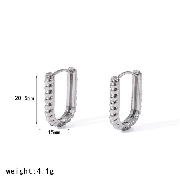Wholesale Retro Geometric Ushaped Braided Stainless Steel 18K Goldplated Vacuum Electroplated Earrings For Women