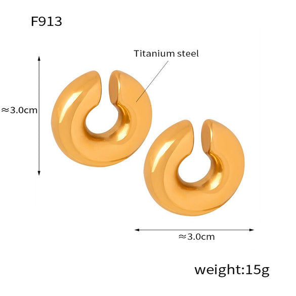 Wholesale Retro Geometric Ushaped Titanium Steel 18K Gold Plated Colored Glaze Women's Earrings