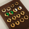 Wholesale Retro Geometric Ushaped Titanium Steel 18K Gold Plated Colored Glaze Women's Earrings
