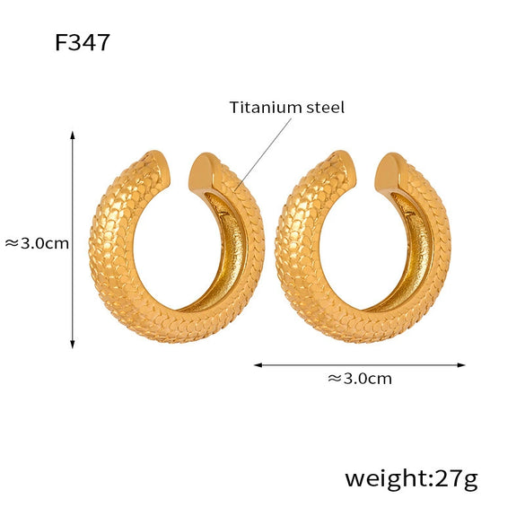 Wholesale Retro Geometric Ushaped Titanium Steel 18K Gold Plated Colored Glaze Women's Earrings