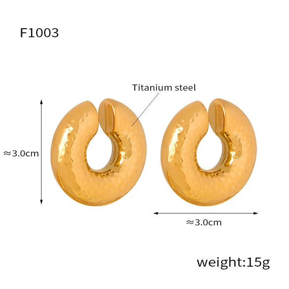 Wholesale Retro Geometric Ushaped Titanium Steel 18K Gold Plated Colored Glaze Women's Earrings