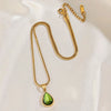 Wholesale Retro Geometric Water Drop Pendant Stainless Steel And Titanium Steel Necklace For Women With Electroplating