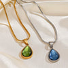 Wholesale Retro Geometric Water Drop Pendant Stainless Steel And Titanium Steel Necklace For Women With Electroplating