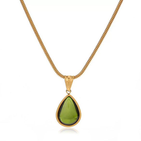 Wholesale Retro Geometric Water Drop Pendant Stainless Steel And Titanium Steel Necklace For Women With Electroplating