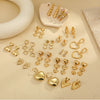 Wholesale Retro Gold Earrings Stainless Steel 18K Gold Geometric Style Electroplating For Women