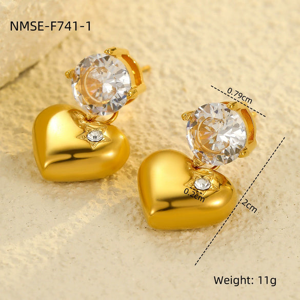 Wholesale Retro Gold Earrings Stainless Steel 18K Gold Geometric Style Electroplating For Women