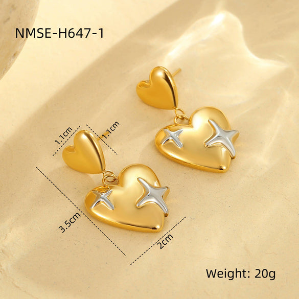 Wholesale Retro Gold Earrings Stainless Steel 18K Gold Geometric Style Electroplating For Women