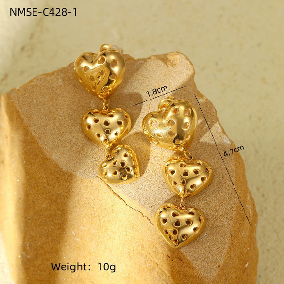 Wholesale Retro Gold Earrings Stainless Steel 18K Gold Geometric Style Electroplating For Women