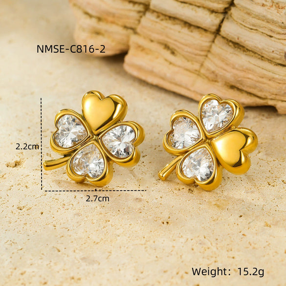 Wholesale Retro Gold Earrings Stainless Steel 18K Gold Geometric Style Electroplating For Women
