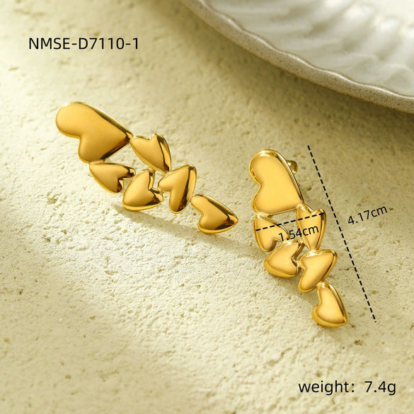 Wholesale Retro Gold Earrings Stainless Steel 18K Gold Geometric Style Electroplating For Women