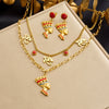 Wholesale Retro Goldplated Stainless Steel Cross Chain Necklace And Earrings Set For Women