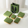 Wholesale Retro Green Gold Ring Box Earrings Necklace Bracelet Jewelry Storage Packaging Box Made Of Paper And Cardboard